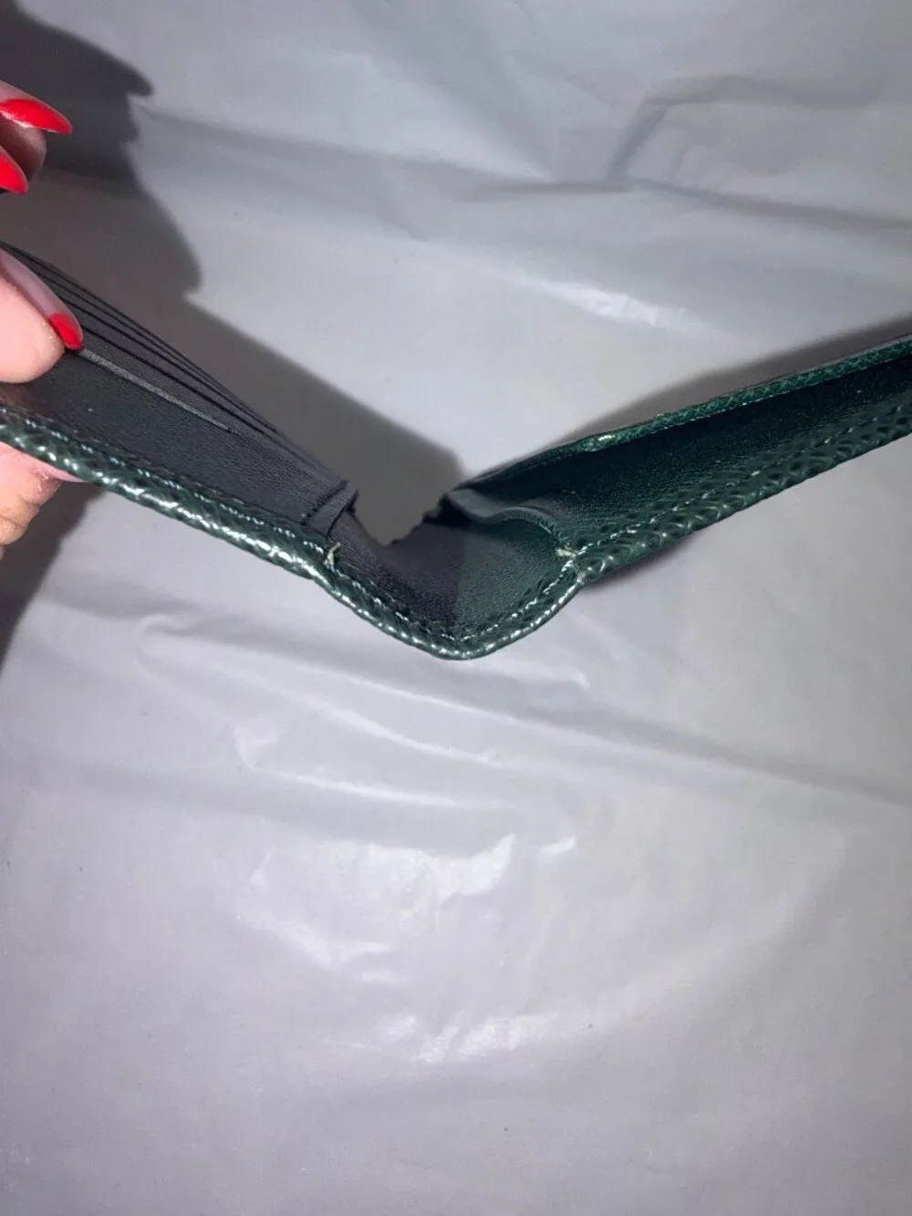 Men's or Women's Louis Vuitton Hunter Green Checkbook Cover, Wallet, July 1995
